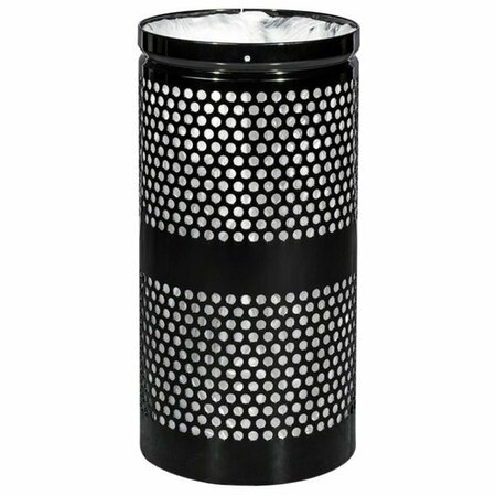 EX-CELL KAISER WR-10R BLACK Landscape Series 10 Gallon Round Black Gloss Perforated Waste Receptacle 764WR10RBK